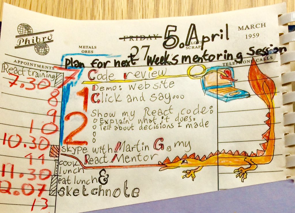 OlaHolstVea's tweet photo. Plan for Next React Mentoring Session with Martin G
@CorvaxCoding 

https://t.co/8LK6cG86bL

Talent hacking logbook sketchnote Inspired by @rohdesign #talenthacking #logbook #sketchnote #todaysdoodle 

Code from #react for beginners by @wesbos 
https://t.co/by8xVo9vJx $139😺👍🏻 https://t.co/QkcxejVQNu