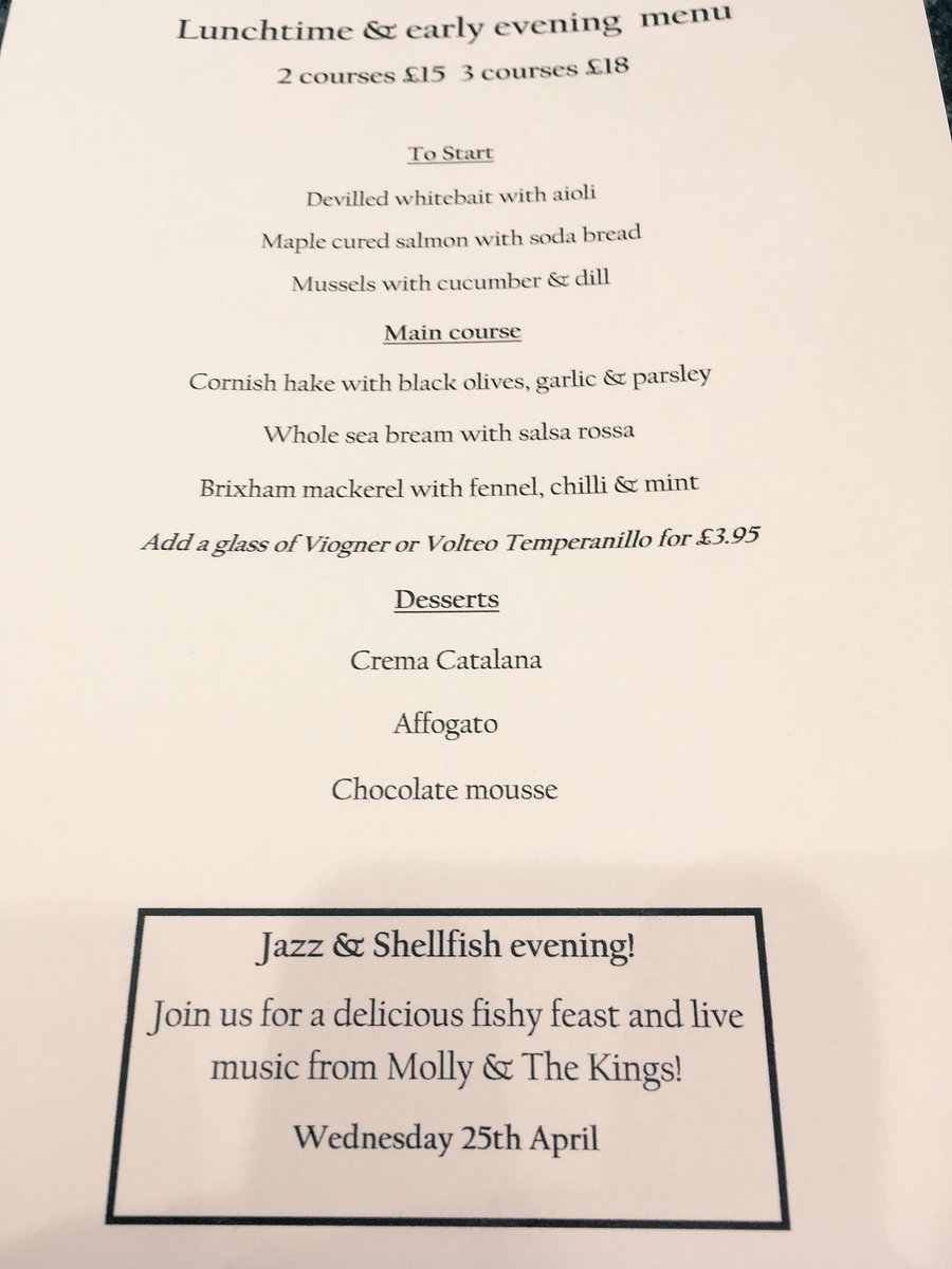 We have space for walk-ins for today’s lunch menu. Or give us a call and secure a table. #bristol #lunchdeal #seafood