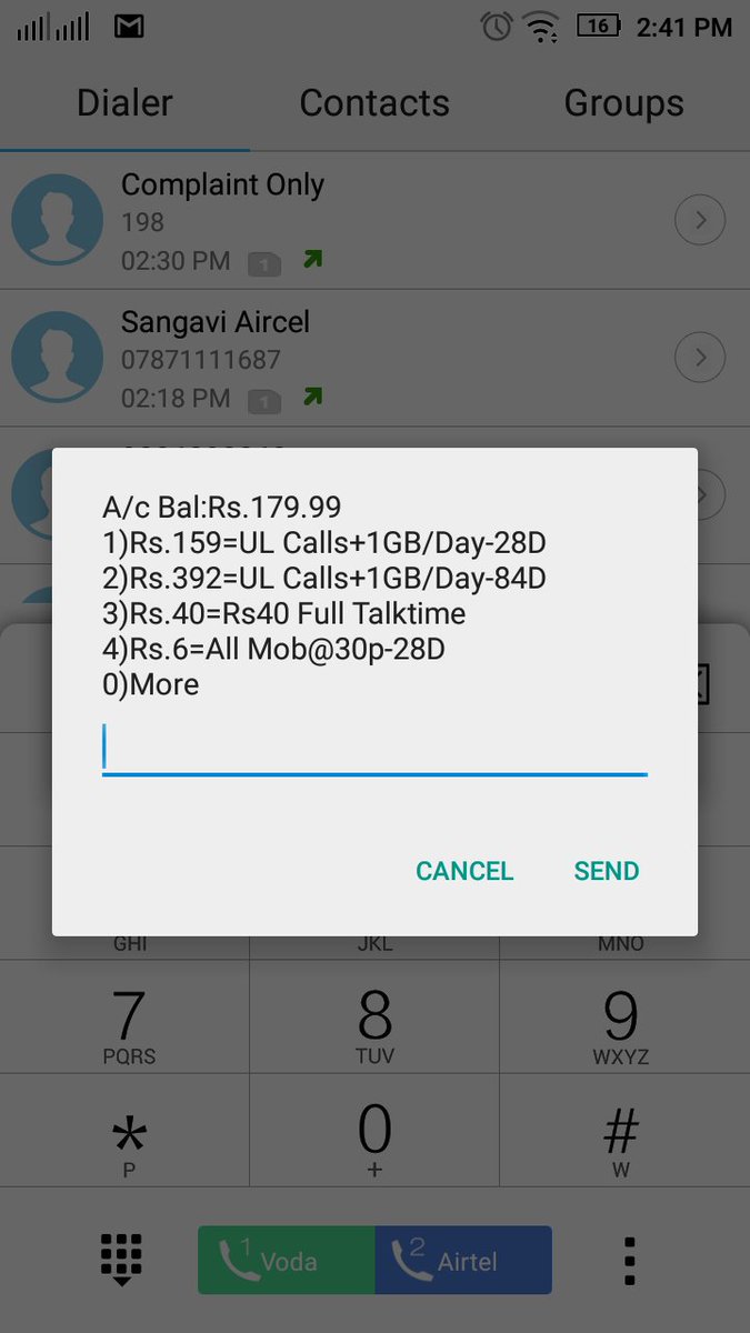 sathis_Mani's tweet photo. @VodafoneIN 
*121#  I have unlimited calls and data/28d offer for rs159. But if i click activate it, its showing pack does not exist. I have enough balance. https://t.co/294j37WXPy
