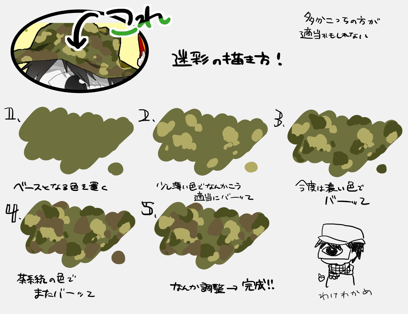 やきうどん Gt せんたんの迷彩柄とチェック柄のスカーフの模様の描き方を教えて下さい 配色とかイラストの雰囲気すっごく好きでいつも楽し T Co Xqbuek0kbd Odaibako リクエストありがとうございましたー Twitter