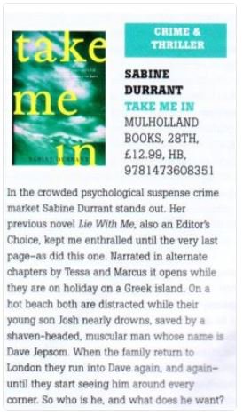 VeroNorton's tweet image. Favourite quote for @SabineDurrant 's AMAZING new suspense #TakeMeIn just in from @SamEades  - "SO F*CKING GOOD" -  innit ❤️❤️