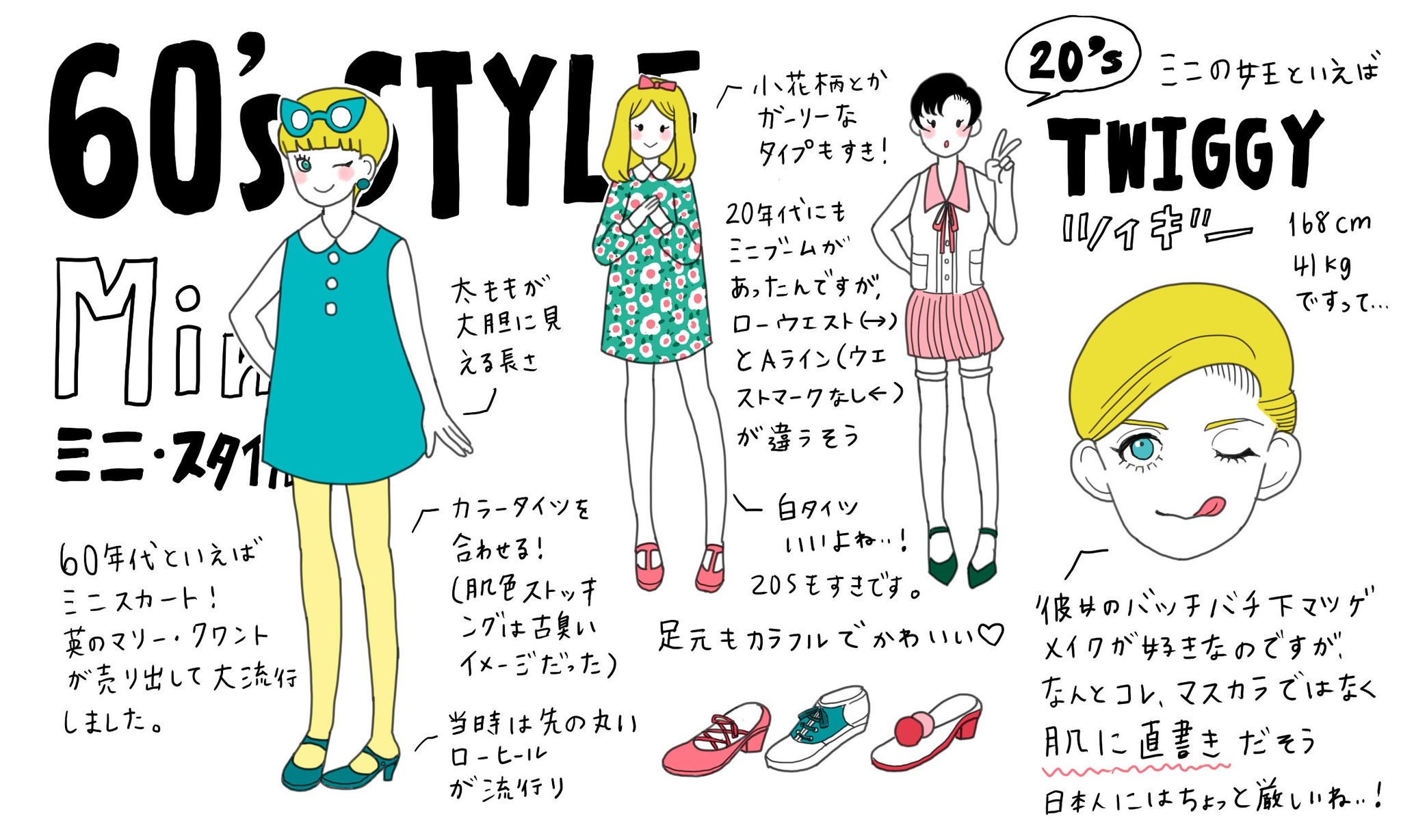 تويتر 竹内絢香 イラスト本発売中 على تويتر 60年代イギリスで流行ったスタイルいろいろ T Co Qay9jrapnc