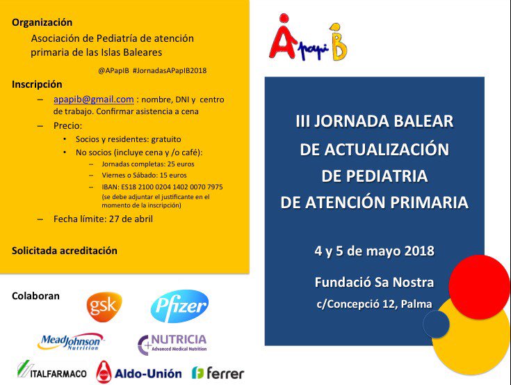APapIB's tweet photo. ATENCIÓN! #ProgramaDefinitivo de #JornadasAPapIB2018 Nuevo ponente confirmado. Mirad los horarios del sábado https://t.co/yVasfqSn5A