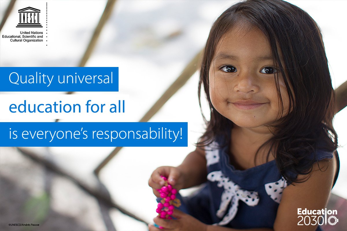 UNESCO's tweet photo. We must invest in education from the youngest age and throughout life, and in all circumstances! Do you agree? https://t.co/2N8uexhQRA #Education2030 https://t.co/7HEp6JSVjy