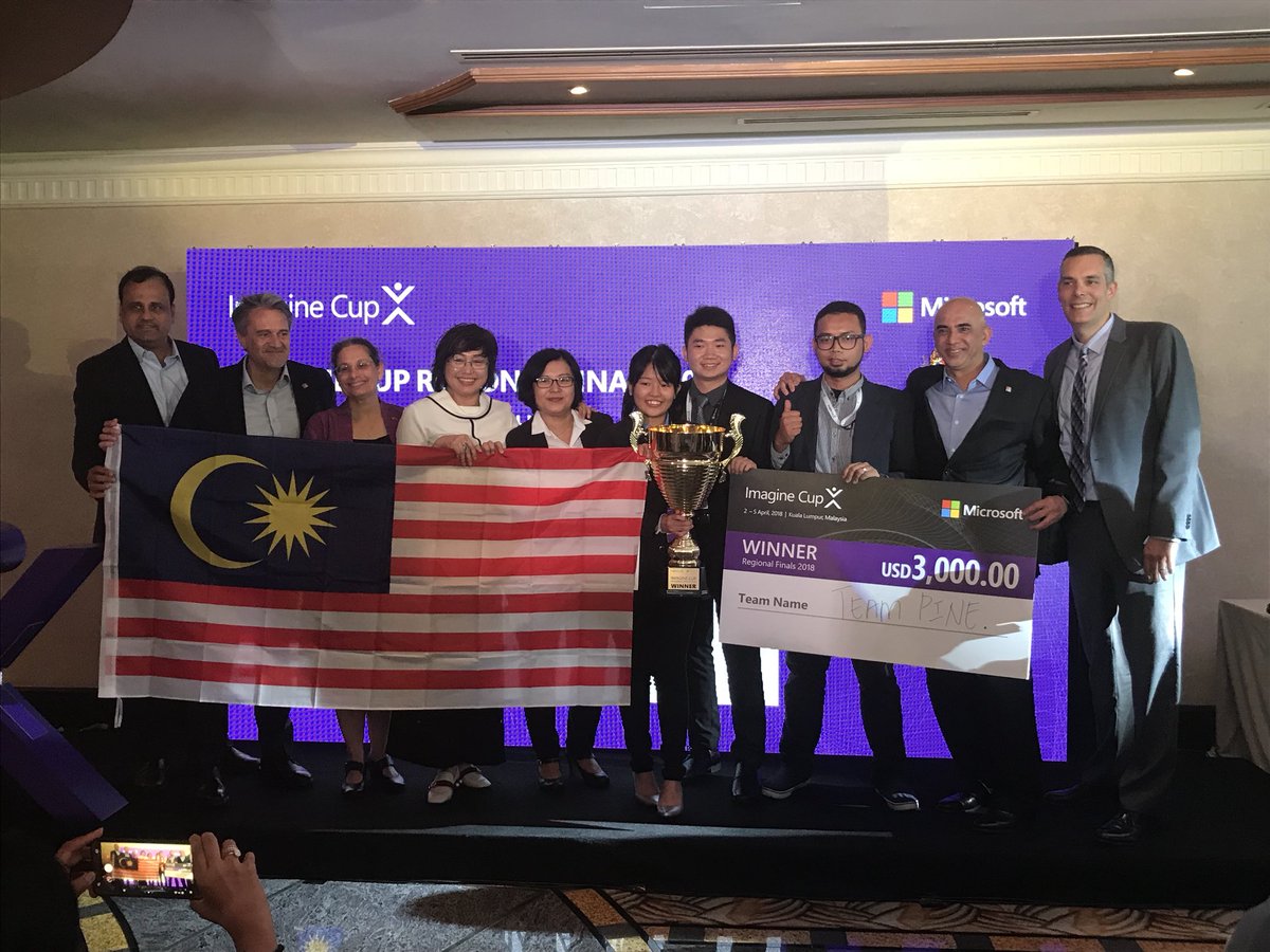Congrats Team Pine from Malaysia for coming 1st in the #ImagineCup Asia Pacific Finals, with a solution to help farmers detect the sweetness of pineapples to determine export quality! 🇲🇾 🏆 🍍