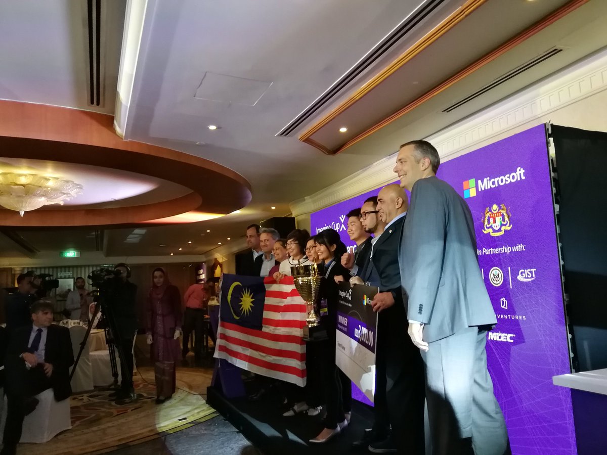 The champions for #ImagineCup Regional Finals...Congratulations to Team Pine from Malaysia! Wohoo! 🎉🎉