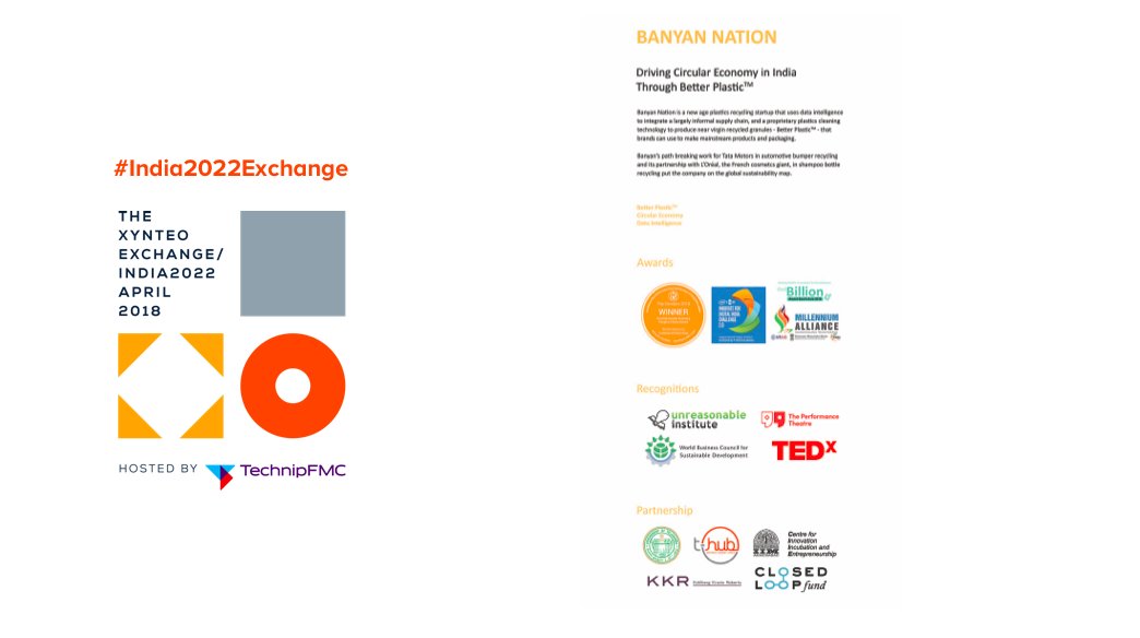 Xynteo's tweet photo. .@Banyan_Nation is at the #India2022Exchange Marketplace: showing how we can drive #circular #economy in #India through #BetterPlastic. https://t.co/vOHi5tuEbS