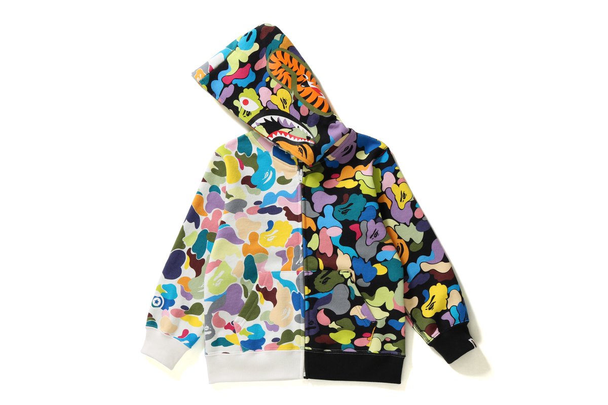 BAPEOFFICIAL's tweet photo. [BAPE KIDS®] MULTI CAMO HALF SHARK ZIP HOODIE

Releasing on April 7.
#bape https://t.co/F8JQ3sUOQ4