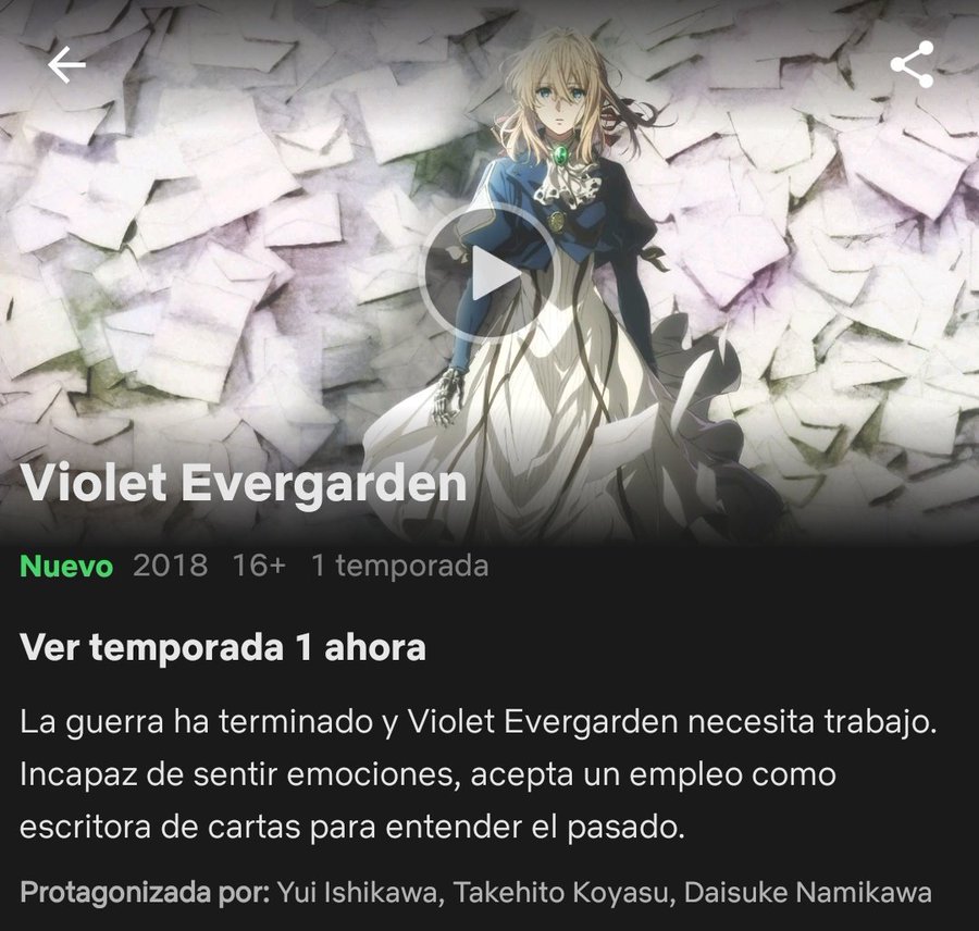 Violet Evergarden' y 'El caballero vampiro', novedades en Netflix