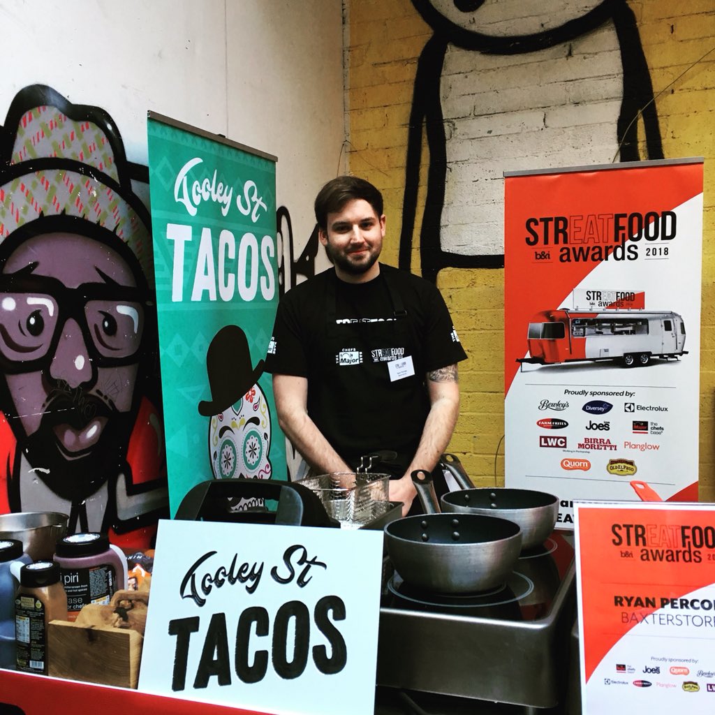 #ThrowbackThursday to @ryanpercopo competing in the #StrEATFoodAwards cooking his signature dish #TooleyStTacos 🌮