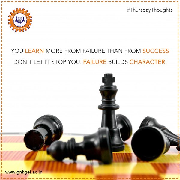GNKITMIndia's tweet photo. You learn more from failure than #Success.
#ThursdayThoughts #ThoughtsOfThaDay #GNKITM https://t.co/Eb8zTrEfJm