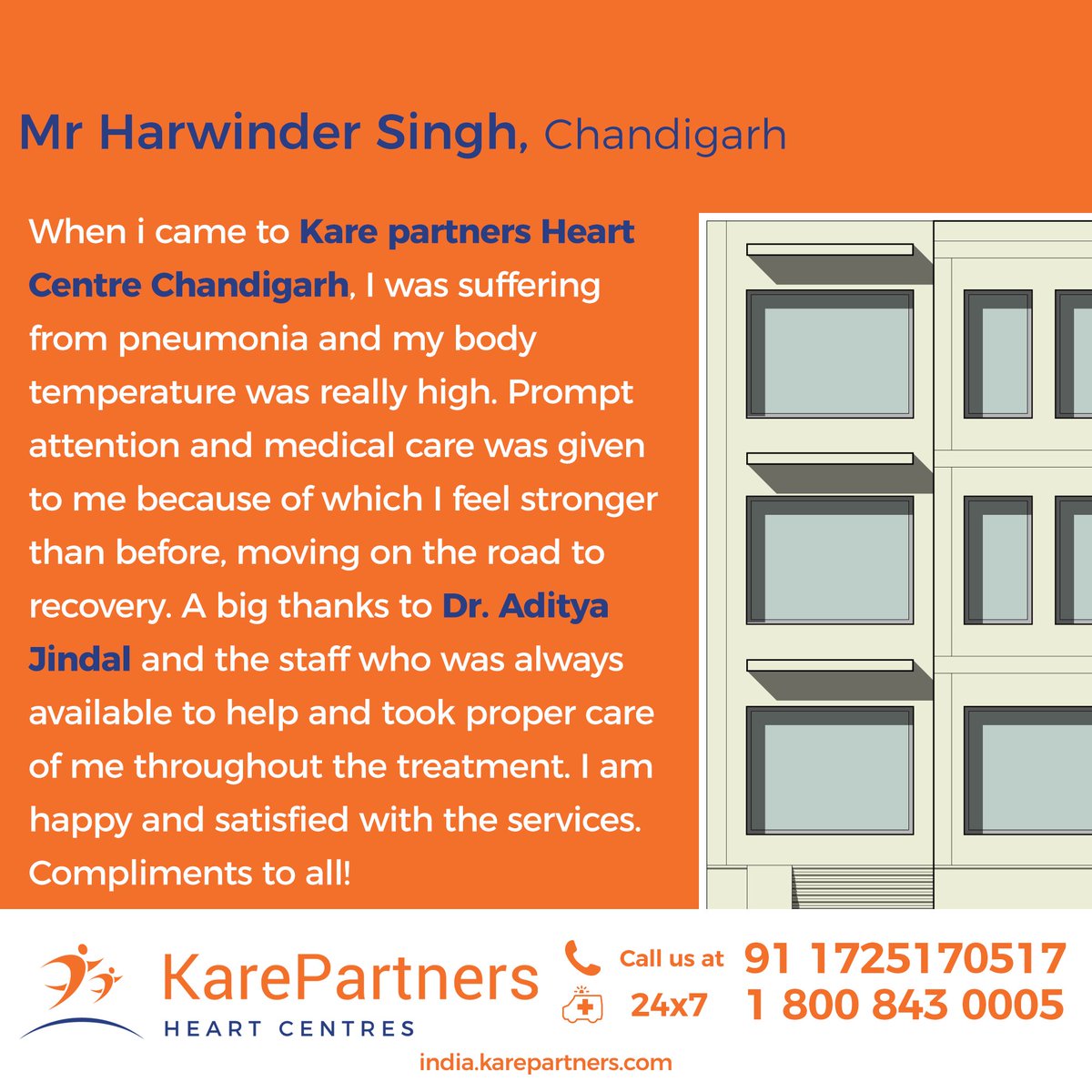 kare_partners's tweet photo. Real Stories! Real Patient! There's nothing more important than our Patient's good health and feedback. Thanks to Mr Harwinder Singh for the valuable words, really means a lot, sir. #KarePartners #Health #Feedback #Healthcare #healthy #care #chandigarh #doctors #Nurses #india https://t.co/XKIOLwJN8y