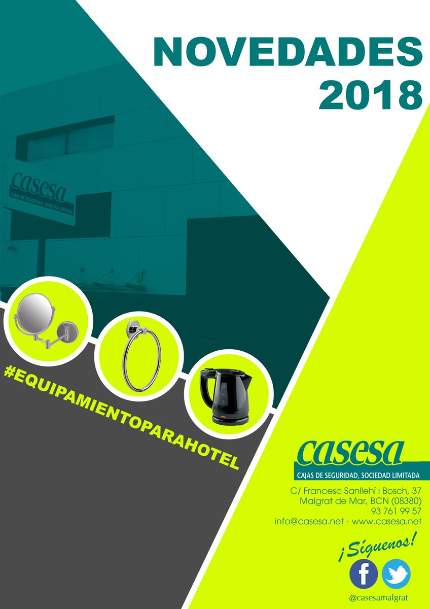 CasesaMalgrat's tweet photo. #Buenosdías
Si quieres conocer las últimas novedades, solo tienes que entrar en nuestra #web para descargarte nuestros catálogos
https://t.co/elfjffZAF5

#felizjueves #cajasfuertes #cajasdeseguridad #equipamientohostelero #equipamientoparahoteles #temporadaverano2018 https://t.co/ey8xI56tOF