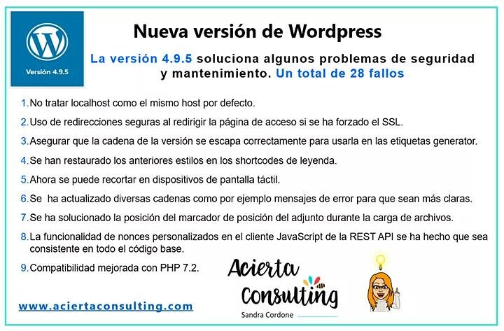 SandraAcierta's tweet photo. Nueva versión de Wordpress, todos mis clientes a quienes hice sus webs, Blogs, y eCommerce; ya tienen la nueva versión actualizada y operativa 🔝
Corrige 28 fallos y es sumamente importante lo realice un profesional que entienda en la materia.
#WebsSeguras #Blogs #TiendasOnline https://t.co/FhBXiUEHMx