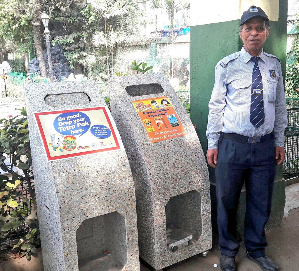 CommunityBandra's tweet photo. St. #Stanislaus High #School #Bandra #recycled 6000 #Tetrapaks to make their #CutCleanCollect containers. Thank you to Neha from @rur_3rs for this initiative #recycling #Greencity #Mumbai #GoGreen #EducationForAll #savetheplanet #Manforothers #BornForGreaterThings #CleanUp https://t.co/gwNhU9glK3