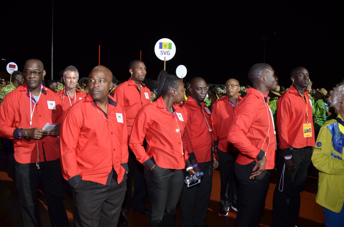 SKNOC's tweet photo. After the #OpeningCeremony of #CommonwealthGames2018 #TeamSKN are ready. Let the games begin. #ShareTheDream. https://t.co/M187hL2rzi