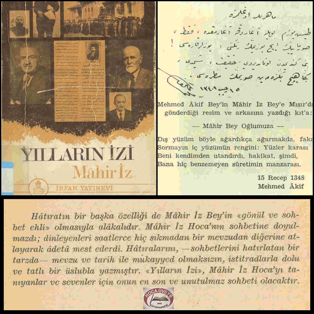 HocaUveys's tweet photo. "Yılların İzi adını taşıyan bu kitap, nev'i şahsına münhasır bir "hatırat"tır. Hem muharriri, hem de muhtevası bakımından büyük bir kıymet ve hususiyet taşır." Önsözünden alıntı yaptı��ımız, Mahir İz Hocanın hatıralarını kaleme aldığı "Yılların İzi" 1975 baskısı kütüphanemizde.📚 https://t.co/KNxhQha2p2