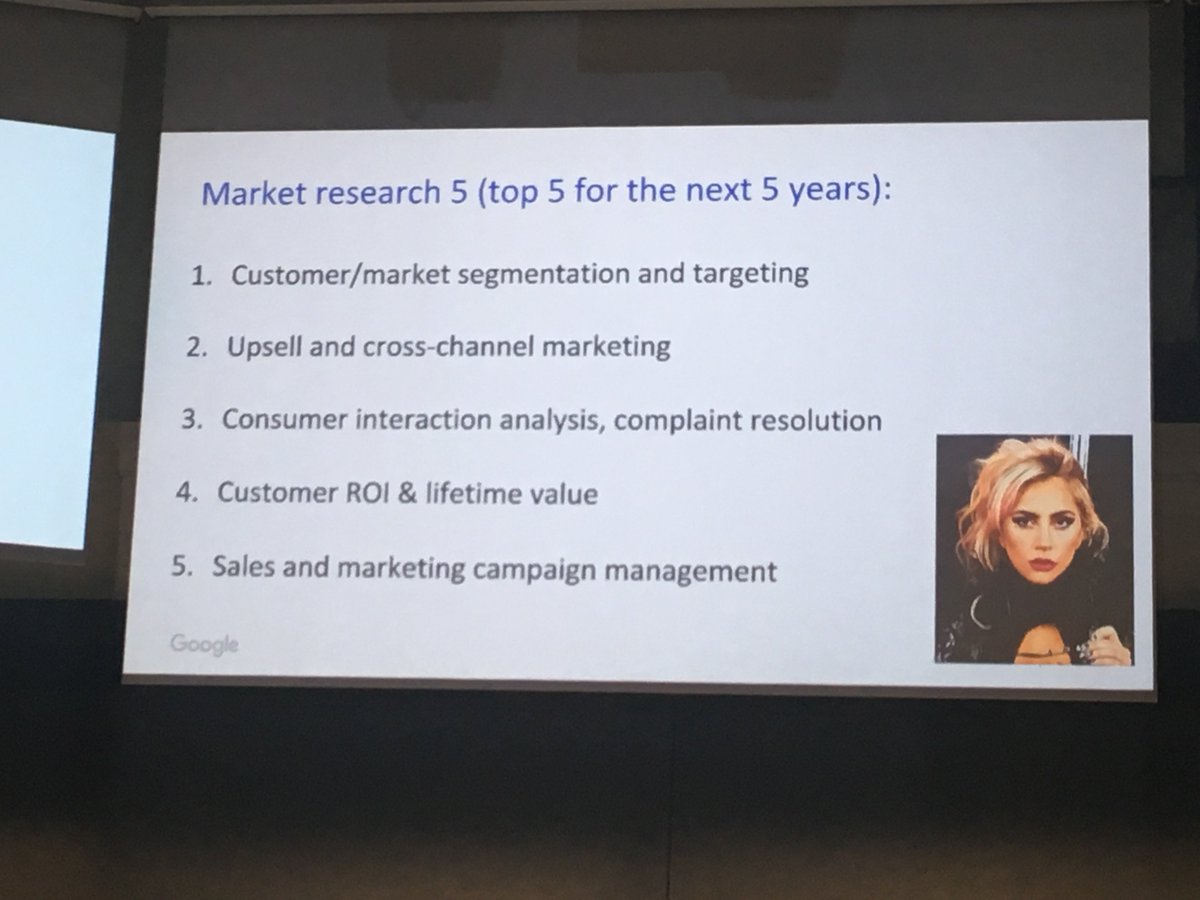 Alex_Montaron's tweet photo. Les champs d’utilisation de #iA qui vont évoluer selon @orwant :
1. #customer #marketsegmentation #targeting
2. #upsell and #crosschannel marketing
3. #consumerinteraction analysis, complaint resolution
4. #customer ROI & lifetime value
@PrintempsEtudes #PrintempsEtudes https://t.co/sALPULnKE9