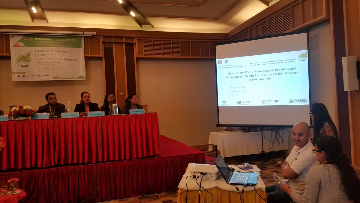 ISETNepal's tweet photo. Ms. Bindu Devi Gurung presenting on Health Care Waste Management and Occupational Hazards of Health Workers at Health Care Centres in Pokhara, Nepal at 4th Graduate Conference. #HKC2018 https://t.co/1rlV1VYijY