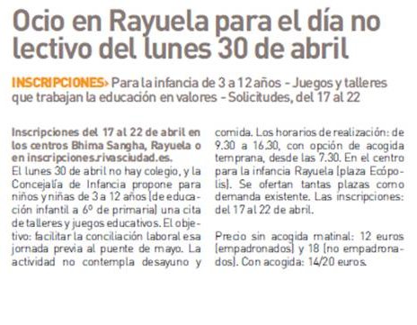 El próximo 30 de Abril es día no lectivo, te ofrecemos planes para disfrutar y aprender si tienes entre 3 y 12 años