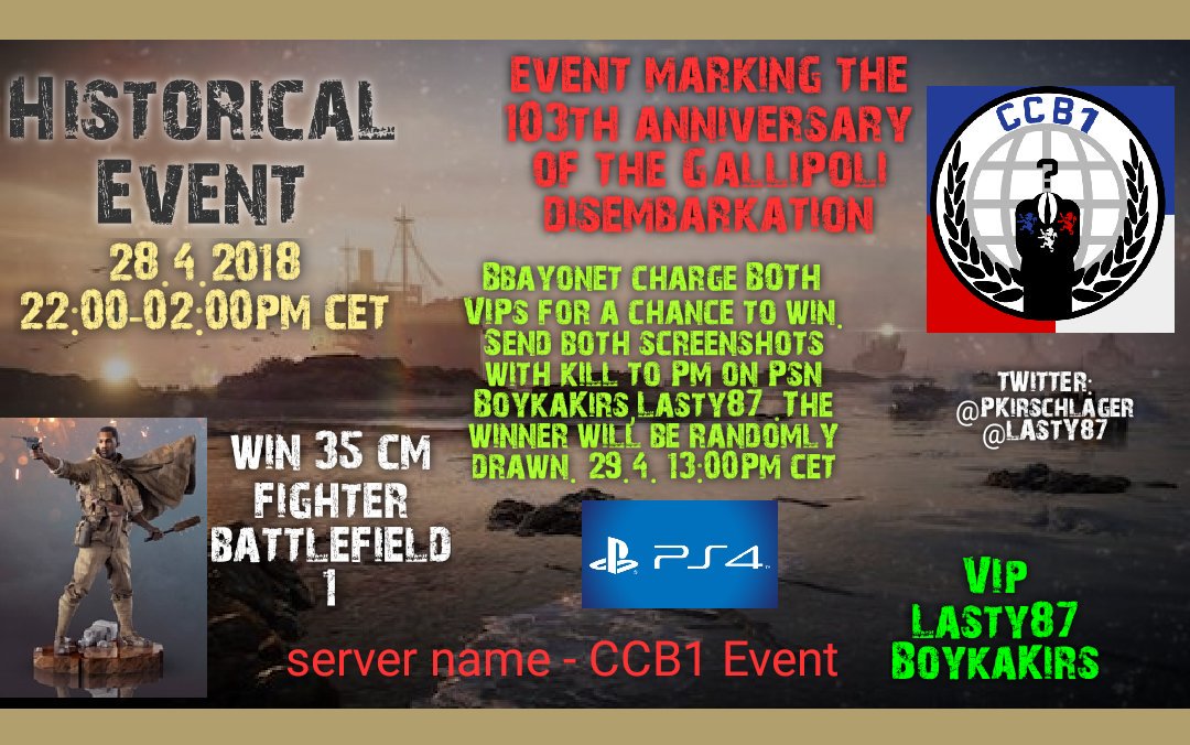 PKirschlager's tweet photo. #prize #battlefield1 #event #community #Battlefield1 #PlayStation4 #ccb1 @LASTY87 @PKirschlager Who will become the winner of that warrior? https://t.co/9GXsEleTmr