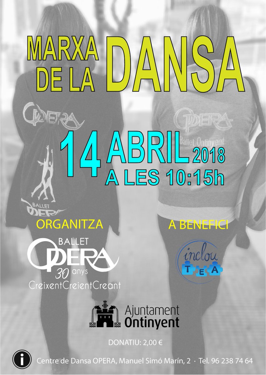 BalletOpera's tweet image. OPERA 30 AÑOS- MARCHA DE LA DANZA📣📣📣📣 momento de caminar, de pasear por la danza todos juntos arrimando hombro con hombro. Una marcha a beneficio de INCLOU-TEA
Información en Centro danza Ópera tf 962387464- 659257798-650088982.
INSCRÍBETE , TE ESPERAMOS