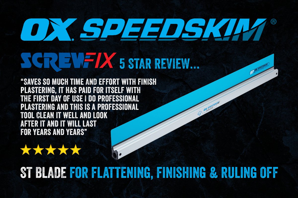 5 Star Review… <a href="/Speedskim/">OX Speedskim</a> <a href="/OXtoolsUK/">OX Tools UK</a> Award winning #Plastering Tool available from <a href="/Screwfix/">Screwfix</a> bit.ly/2GEGnHN