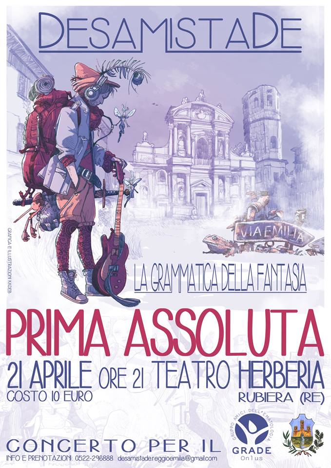 ComuneRubiera's tweet photo. @GradeOnlus, con il patrocinio del Comune di #Rubiera, vi invita alla prima assoluta di DeSamistade (Cover band di Fabrizio De André) - La Grammatica della Fantasia, sabato 21 aprile al Teatro Herberia, ore 21
Info: 0522 296888 o mail a desamistade.reggioemilia@gmail.com https://t.co/1HMak8GD07