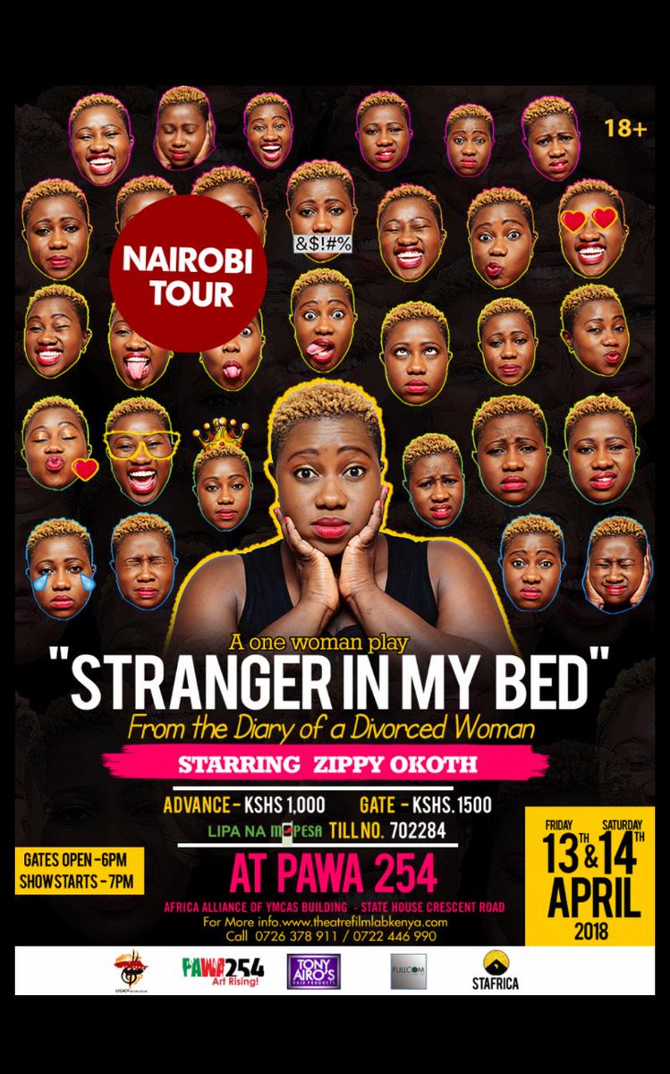 Zippy_okoth's tweet photo. Have you got your ticket to Strangers in my Bed rerun at PAWA 254 on 13th and 14th April. #strangerinmybed #DDW #zippyokoth #onewomanshow https://t.co/LUClOSKNi2