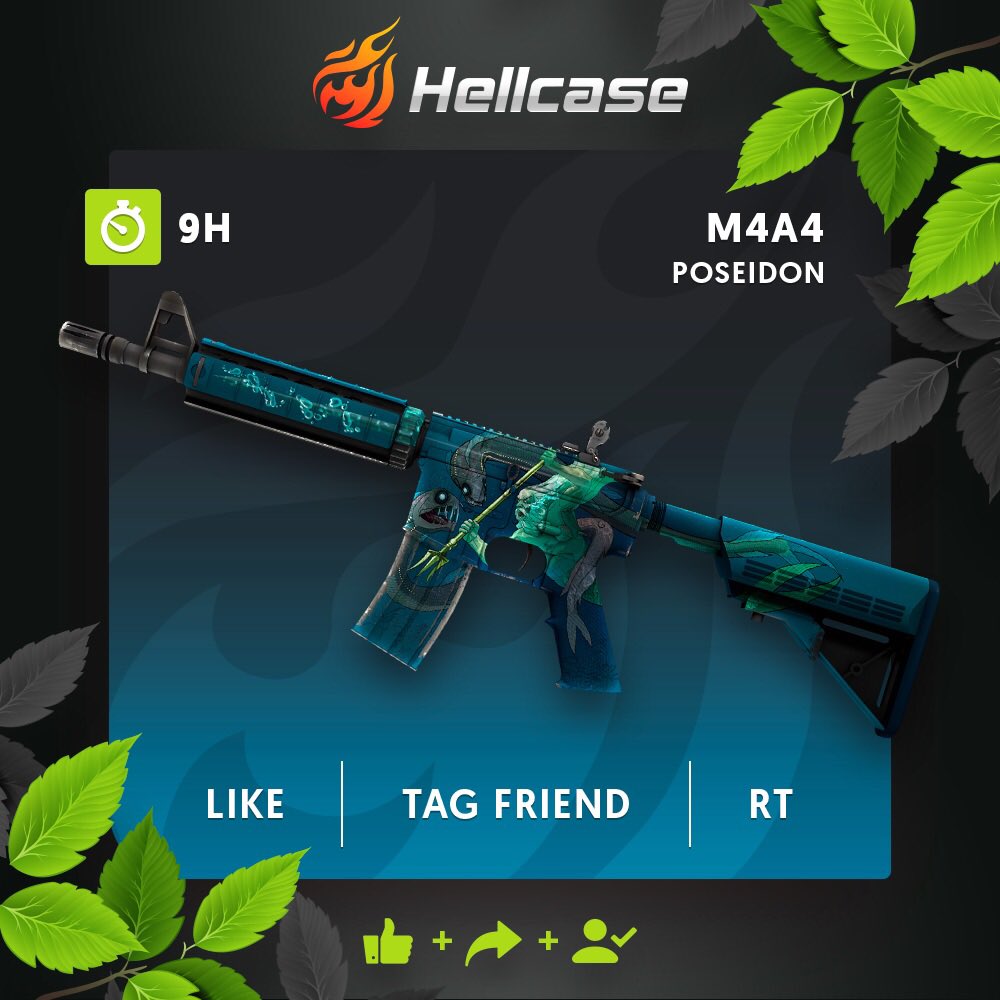 hellcase's tweet photo. 🔥Get daily money https://t.co/rSkv0LsJxK   
🔥Follow us + RT
🔥Tag your friend
💰The prize is M4A4 Poseidon!
⏳A winner in 9h!
The skin will be sent within 7 days, because Valve has a new Update. https://t.co/yKTpieAKKb