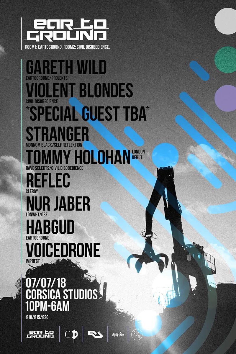 Very much looking forward to stepping up back behind the decks at <a href="/Corsica_Studios/">Corsica Studios</a> ETG returns to South London’s finest with Civil Disobedience and a very capable lineup <a href="/whoisstrangernl/">stranger</a> @ReflecSH <a href="/selfreflektion/">self reflektion</a> @tomaisleonard <a href="/Voicedrone/">Voicedrone</a> Tickets: residentadvisor.net/events/1094387