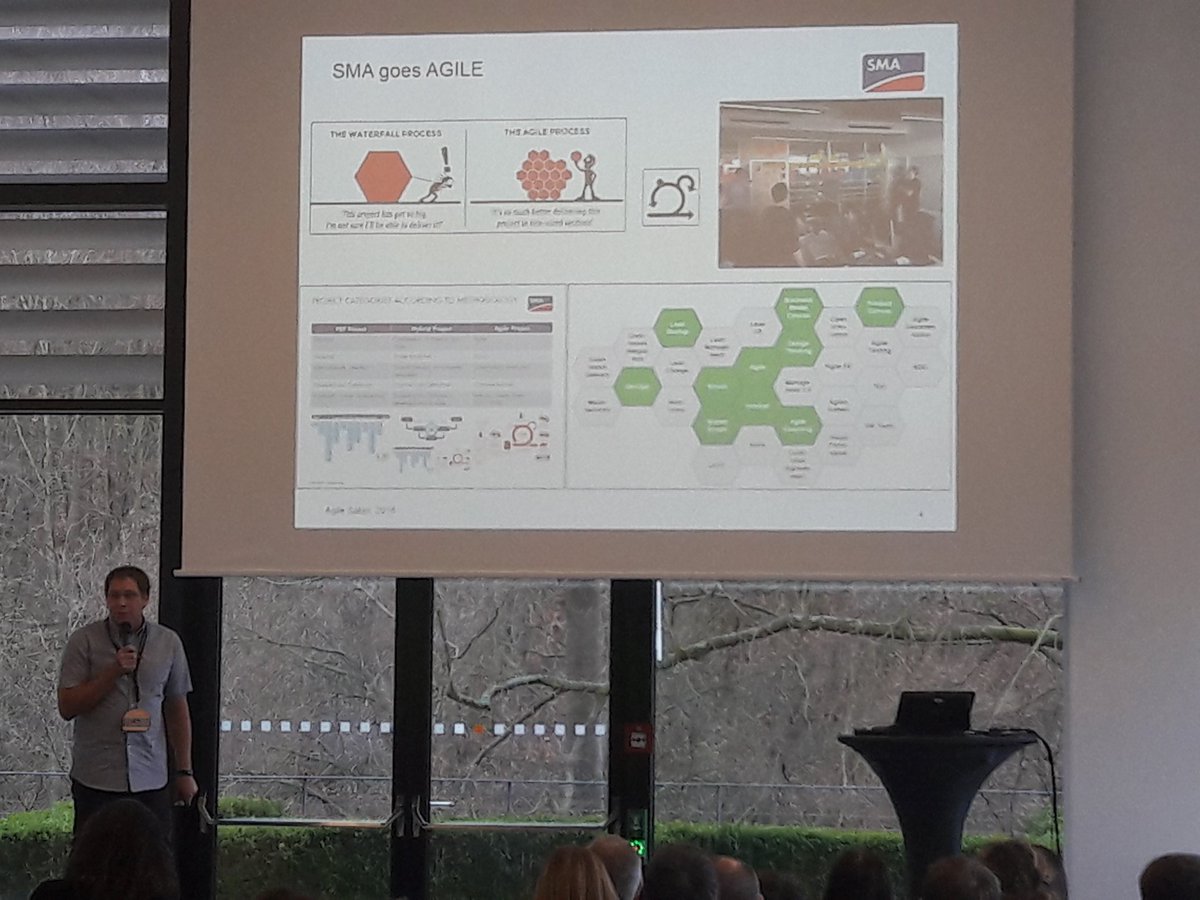 LeneFreu's tweet photo. Hannes Jung from #SMA presenting the first steps of our agile journey. #Transformers40 https://t.co/HvzJSrBRkP