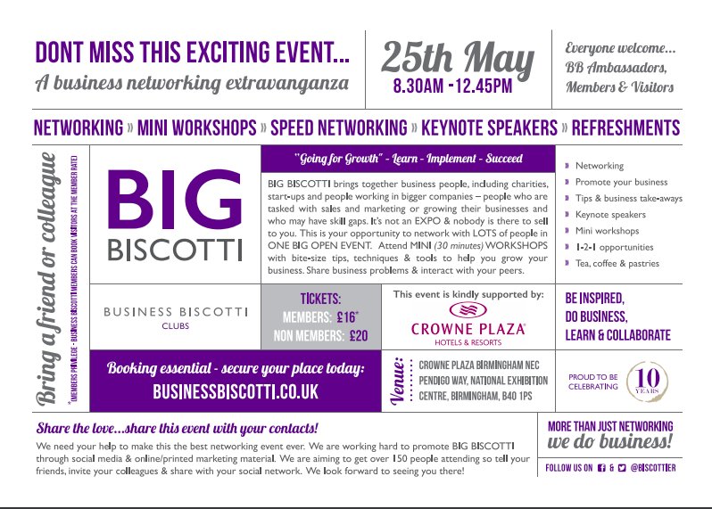 Come and listen to <a href="/GlobalCyberAlln/">GlobalCyberAlliance</a> and <a href="/spearheadtrg/">Spearhead Elearning</a> speak at <a href="/CPBirminghamNEC/">Crowne Plaza Birmingham NEC</a>  25 May.  Already 60 booked, this is going to be a great way to chat to lots of businesses all in one place.  Click the link to book.  ow.ly/pf8v30jkh6U #networking #workshops
