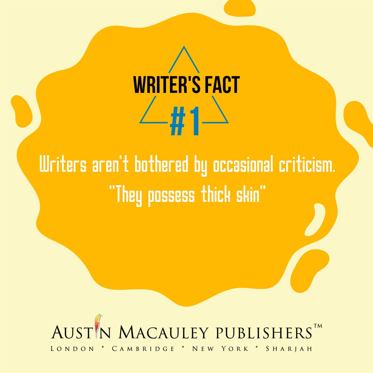 AustinMacauley's tweet photo. Don't be discouraged by criticism, be stubborn about your writing until the story is complete.
#AustinMacauley #WriterFact #AuthorFact https://t.co/6zLEH6Jtgi