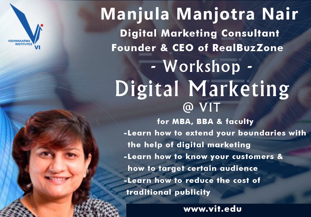 Realbuzzone1's tweet photo. Digital Marketing Workshop @VIT for MBA, BBA &amp; Faculty
#creativebharat
#realbuzzone
#digitalmarketing
#workshop
#mba
#bba
#faculty https://t.co/Kl2DmKH3Oz
