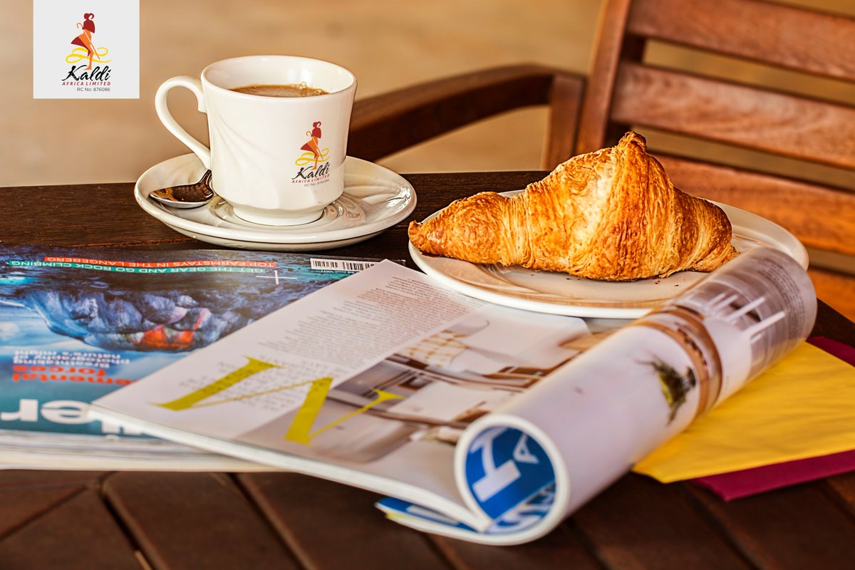 Kaldihouselagos's tweet photo. Let's drink some #coffee, eat something light and pretend we know what we are doing. Lol, After all, tomorrow is TGIF. Ethiopian Coffee + Croissant + Magazine = #LifestyleThursday
Retweet and Like if you can’t you wait for TGIF.
#ExploreKaldi
#KaldiCoffee
#Kaldihouselagos https://t.co/D0v7uT4vIK