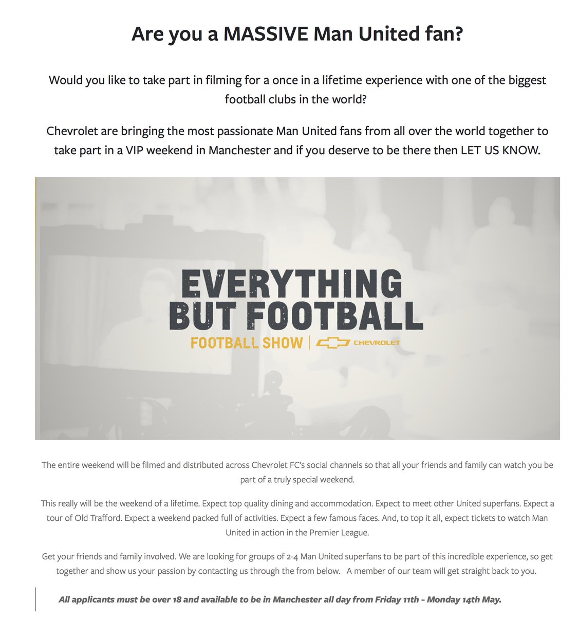 wearecraftuk's tweet photo. .@KoreatownUK PLEASE EMAIL casting@craftfilms.co.uk IF INTERESTED. Include: Age/Country of birth/why you are Man United's BIGGEST SUPERFAN! https://t.co/8FqE3jaFpo