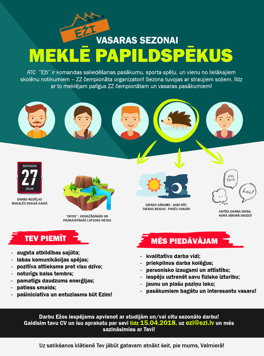 Meklējam palīgus vasaras sezonai! #ezi #darbs #darbsvasara