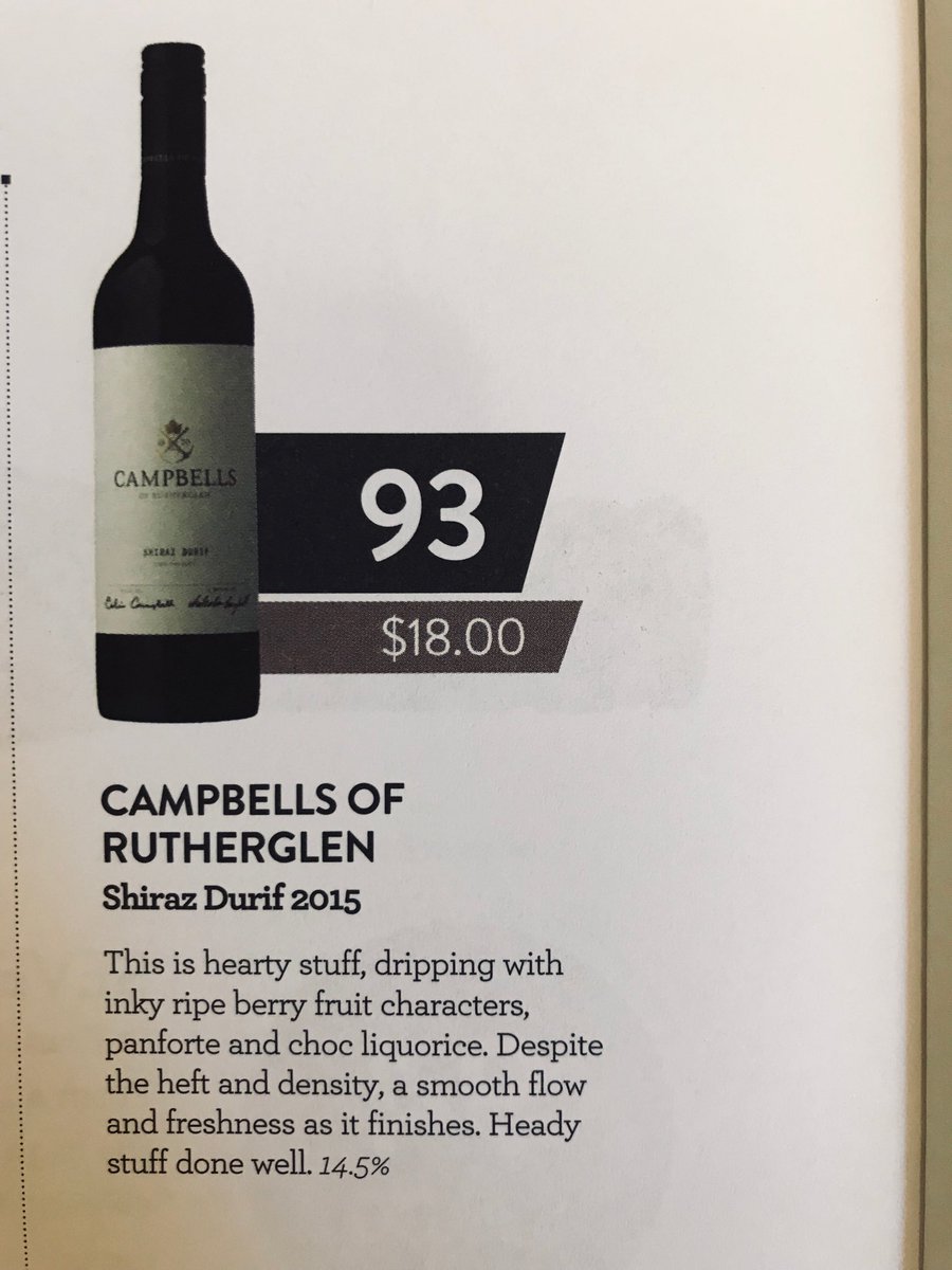 SuseCampbell's tweet photo. We’re so chuffed by this super review for our 2015 Shiraz Durif.  Thank you @mikebennie101 for highlighting this ripper red in @WBMwinemagazine 🍇🍷!! https://t.co/KDDgSTZTPB