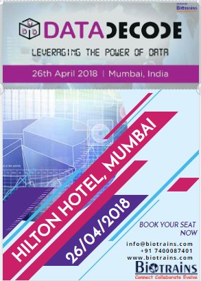 Biotrains's tweet image. #DATADECODE : Leveraging The Power of Data
The venue of the event is HILTON HOTEL, SAHAR RD. MUMBAI AIRPORT, ANDHERI(E), MUMBAI
For register now mail us on'info@biotrains.com'or by online ow.ly/GpOv30jkmAO
Want to now more about the event : datadecode.biotrains.com