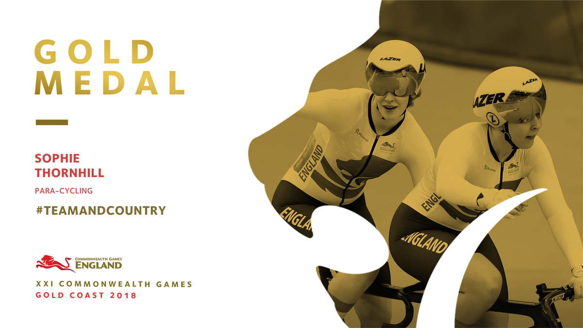 TeamEngland's tweet photo. GOLD! 🥇

@SophieThornhill &amp; @Scottie2507 claim our first gold medal of #GC2018 https://t.co/xNggMgb0pX