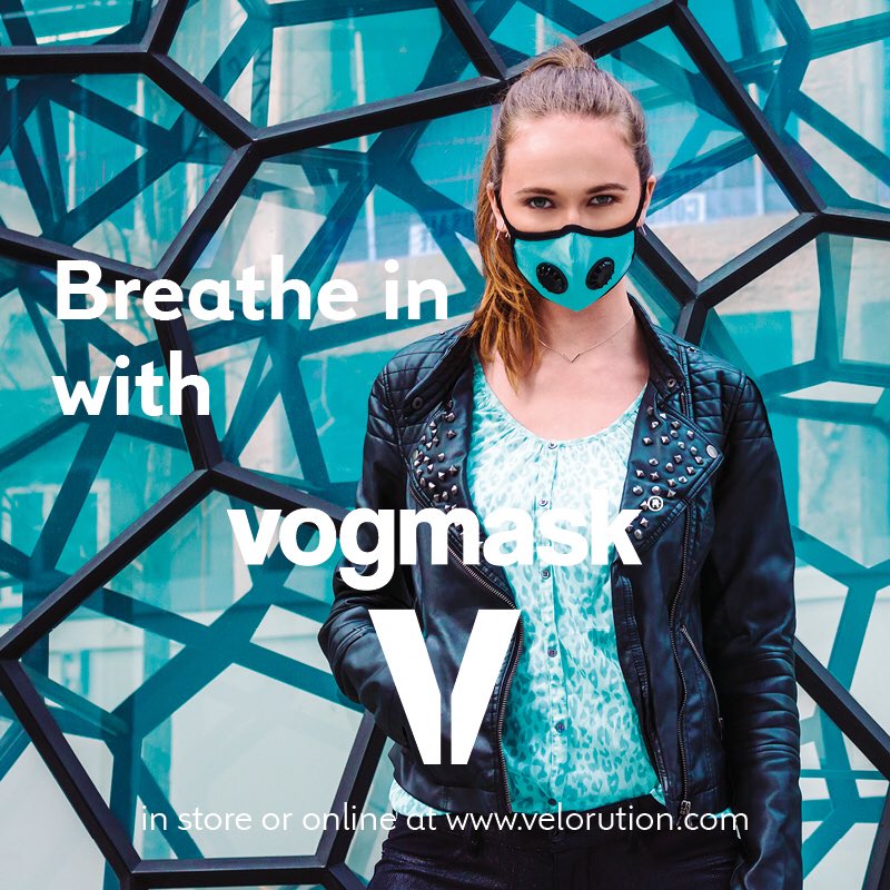 velorutionx's tweet photo. “For the love of health, @vogmask style & clean air”, we present you the original stylish filtering…#breathein #CleanAir #care4air available @Selfridges and in all our Velorution stores. #alwaysrideinstyle https://t.co/kkNpfE3yLt