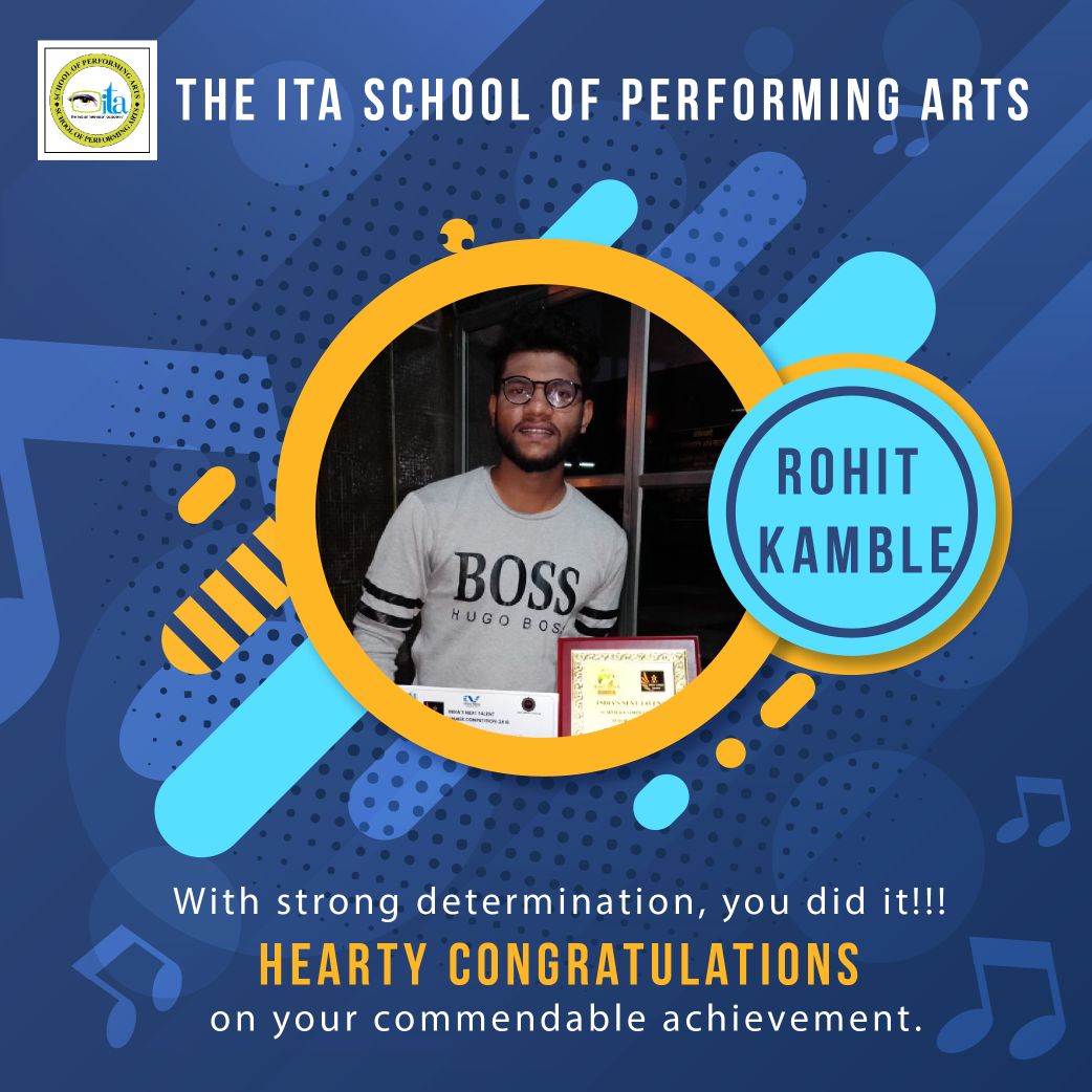 theitaschool's tweet photo. We are very proud of ITA School singing student Rohit Kamble for bagging 1st prize in singing competition at India's Next Talent. Congratulations! 

#Itaschoolofperfomingarts #itaspamumbai #singing #actingschool #modelingcourse #dancecourse #singingcourse https://t.co/bYMMtgRD7V