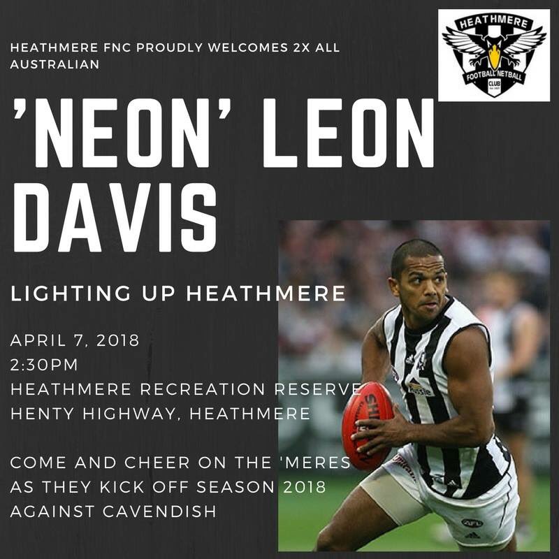 Former <a href="/CollingwoodFC/">Collingwood FC</a> star Leon Davis expected to draw a big crowd for his <a href="/swdfnl/">SWDFNL</a> debut with Heathmere this weekend.