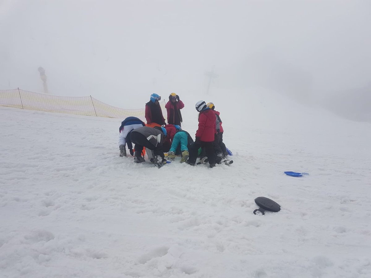 Prospect_Ski's tweet photo. After our daily ski sessions, we do a an evening activity. So far we have had a quiz night, movie night, karaoke and finally bum boarding (going downhill on a plastic sledge). Here’s some of our photos from last night. Can you find the teacher in the last photo?! #prospectski https://t.co/tYPTODdubt