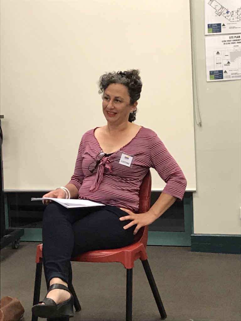 gedkearney's tweet photo. Laughed til I cried. The harsh but hilarious truths about working in the community sector as told by @Justinesless at the great SPAN Neighbourhood House AGM Thornbury #notthecomedyfestivalbutshouldbe! #batmanlife https://t.co/X3cL9YpRBN