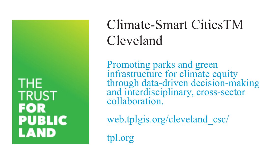 ssmithwhigham's tweet photo. .@tpl_org will be at #DataDaysCLE2018 at a Data Island talking about our #ClimateSmartCities decision-making tool! Come check us out, starting at 1:15PM! https://t.co/3NbkLJrM1G