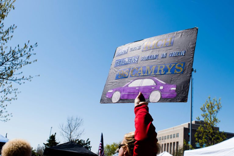 UnfilteredOU's tweet photo. "Teachers and students from across Oklahoma protested for more public education funding Wednesday outside the south end of the state Capitol." Full story from day 3 of the#okteacherwalkout on https://t.co/3mtNKy5rdX: https://t.co/0SjZSgX3sW #oklaed #okleg #okgov https://t.co/068CG2PBCq
