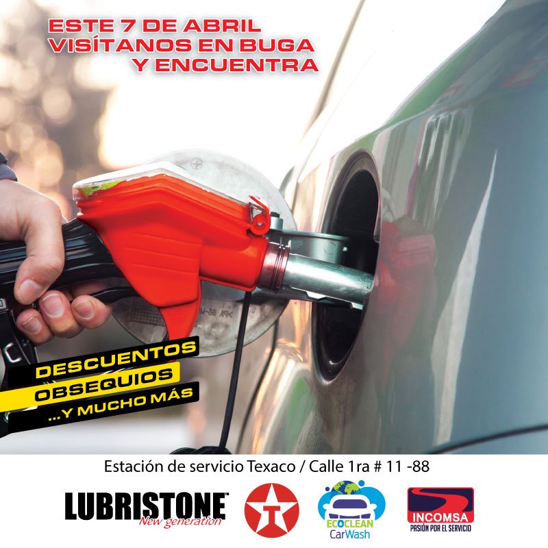 lubristone's tweet photo. Este 7 de abril están invitados a la actividad que se estará realizando en la estación de servicio Texaco Buga - Calle 1ra # 11 -88 (Frente al Patinódromo) 
Invitan: Incomsa #lubristone #EcoCleanBuga EcoClean Buga texacobuga #texaco https://t.co/XzUUZG1Z4Y