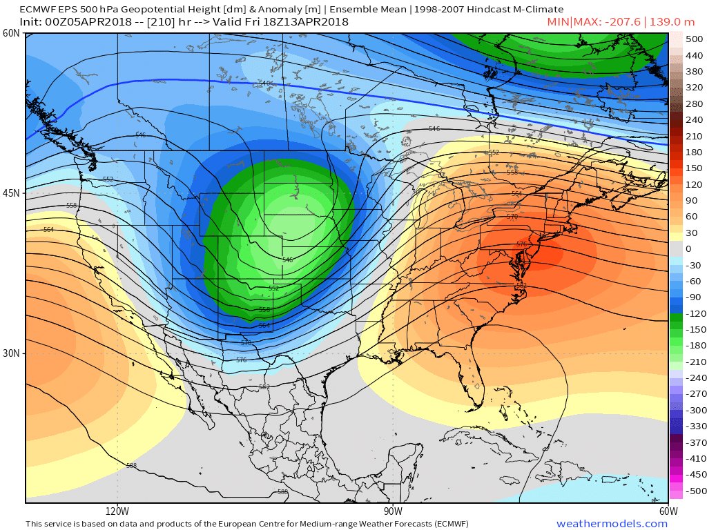Jackson_Dill's tweet photo. Spring warmup likely by next weekend. Highs may surge into the 70s up through New England. https://t.co/8WGANk7NmH